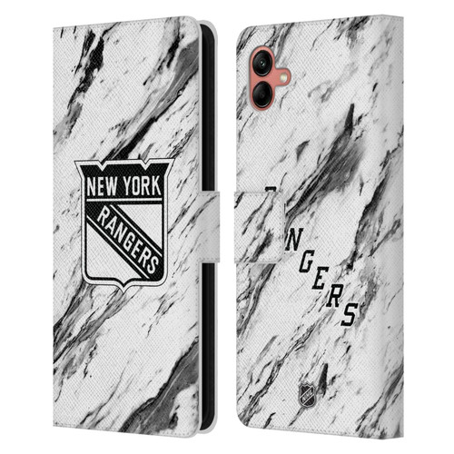 NHL New York Rangers Marble Leather Book Wallet Case Cover For Samsung Galaxy A04 (2022)