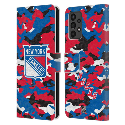 NHL New York Rangers Camouflage Leather Book Wallet Case Cover For Samsung Galaxy A13 (2022)