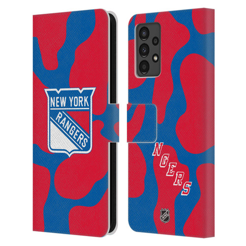 NHL New York Rangers Cow Pattern Leather Book Wallet Case Cover For Samsung Galaxy A13 (2022)