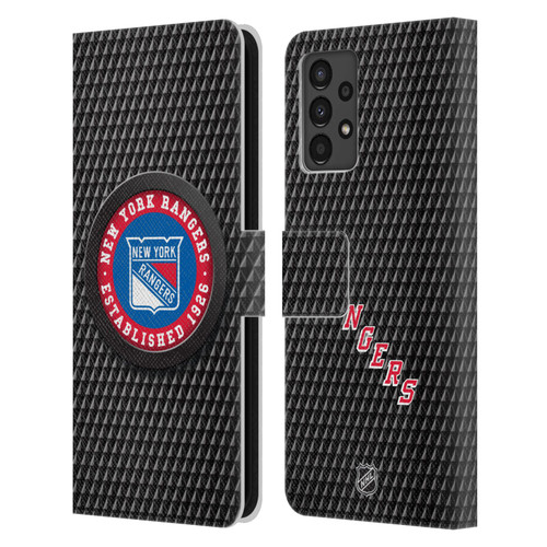 NHL New York Rangers Puck Texture Leather Book Wallet Case Cover For Samsung Galaxy A13 (2022)