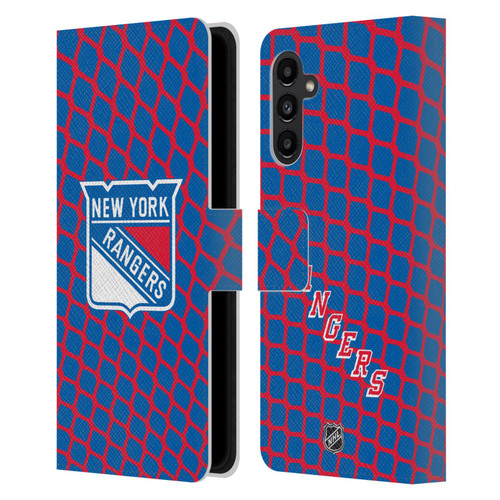 NHL New York Rangers Net Pattern Leather Book Wallet Case Cover For Samsung Galaxy A13 5G (2021)