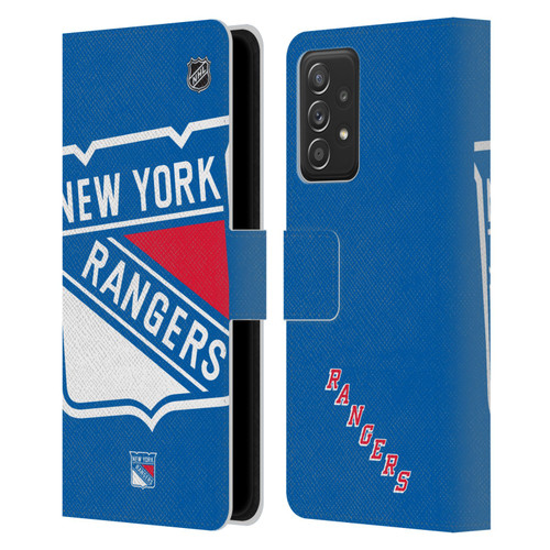 NHL New York Rangers Oversized Leather Book Wallet Case Cover For Samsung Galaxy A52 / A52s / 5G (2021)