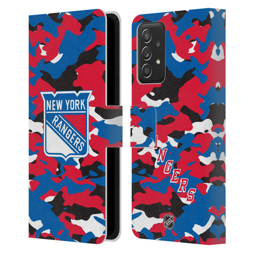 NHL New York Rangers Camouflage Leather Book Wallet Case Cover For Samsung Galaxy A53 5G (2022)