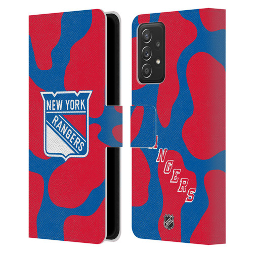 NHL New York Rangers Cow Pattern Leather Book Wallet Case Cover For Samsung Galaxy A53 5G (2022)