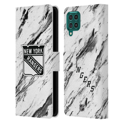 NHL New York Rangers Marble Leather Book Wallet Case Cover For Samsung Galaxy F62 (2021)
