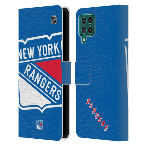 NHL New York Rangers Oversized Leather Book Wallet Case Cover For Samsung Galaxy F62 (2021)