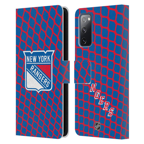NHL New York Rangers Net Pattern Leather Book Wallet Case Cover For Samsung Galaxy S20 FE / 5G