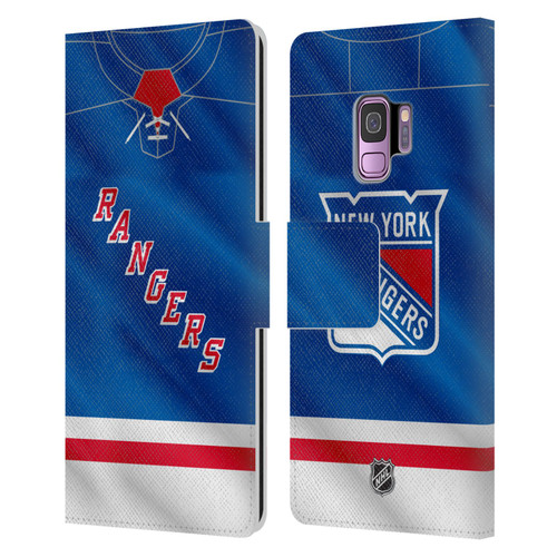 NHL New York Rangers Jersey Leather Book Wallet Case Cover For Samsung Galaxy S9