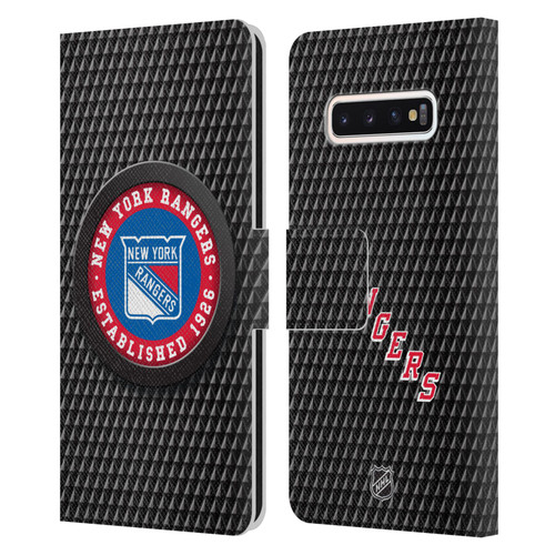 NHL New York Rangers Puck Texture Leather Book Wallet Case Cover For Samsung Galaxy S10