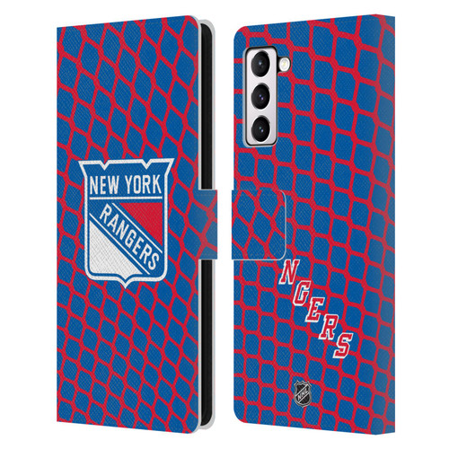 NHL New York Rangers Net Pattern Leather Book Wallet Case Cover For Samsung Galaxy S21+ 5G