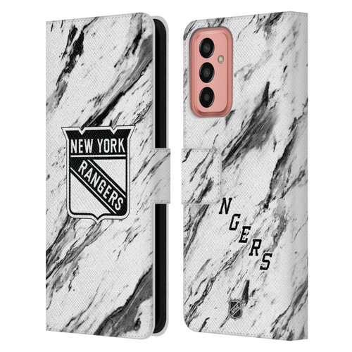 NHL New York Rangers Marble Leather Book Wallet Case Cover For Samsung Galaxy M13 (2022)