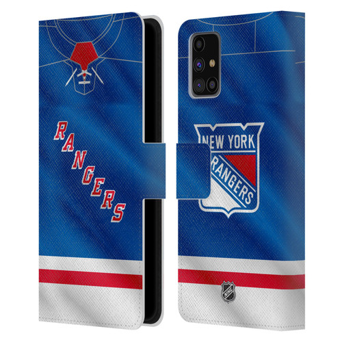 NHL New York Rangers Jersey Leather Book Wallet Case Cover For Samsung Galaxy M31s (2020)