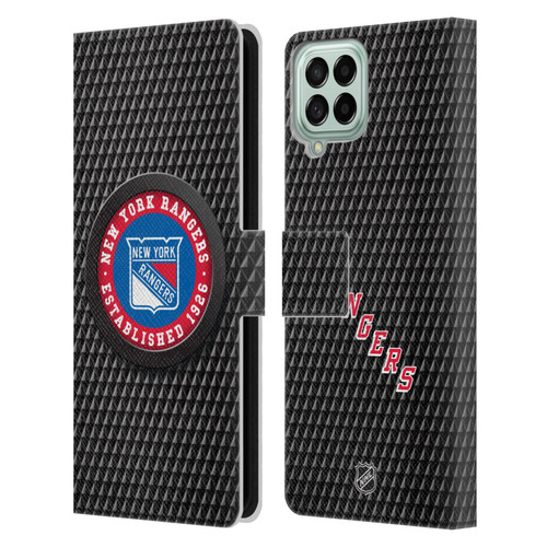 NHL New York Rangers Puck Texture Leather Book Wallet Case Cover For Samsung Galaxy M33 (2022)