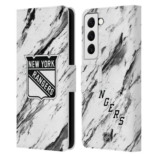 NHL New York Rangers Marble Leather Book Wallet Case Cover For Samsung Galaxy S22 5G