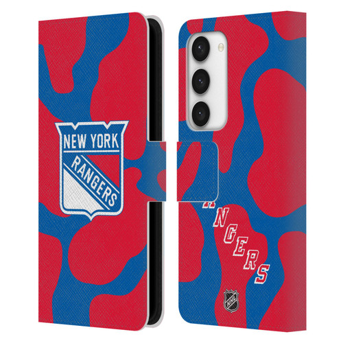 NHL New York Rangers Cow Pattern Leather Book Wallet Case Cover For Samsung Galaxy S23 5G