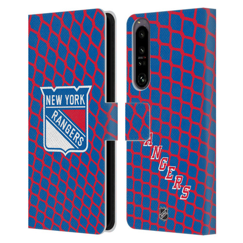 NHL New York Rangers Net Pattern Leather Book Wallet Case Cover For Sony Xperia 1 IV