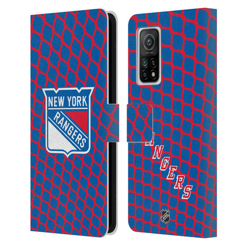 NHL New York Rangers Net Pattern Leather Book Wallet Case Cover For Xiaomi Mi 10T 5G
