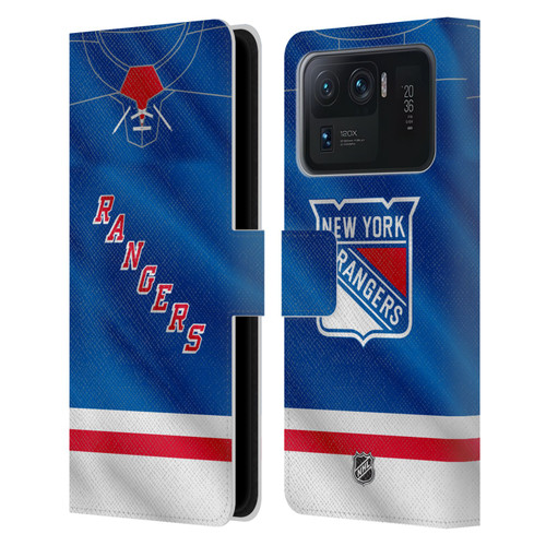 NHL New York Rangers Jersey Leather Book Wallet Case Cover For Xiaomi Mi 11 Ultra
