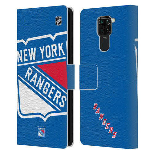 NHL New York Rangers Oversized Leather Book Wallet Case Cover For Xiaomi Redmi Note 9 / Redmi 10X 4G