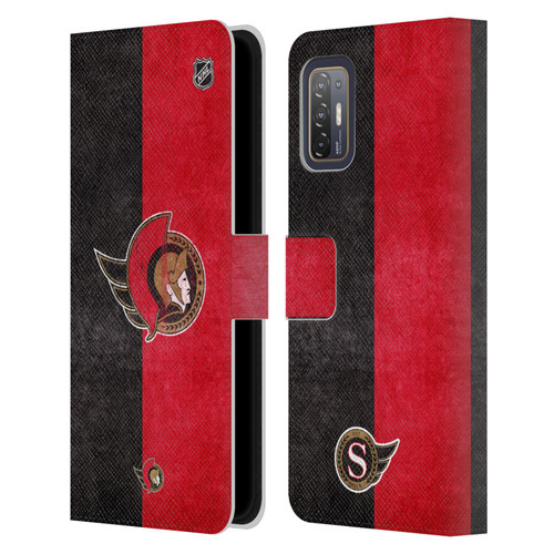 NHL Ottawa Senators Half Distressed Leather Book Wallet Case Cover For HTC Desire 21 Pro 5G