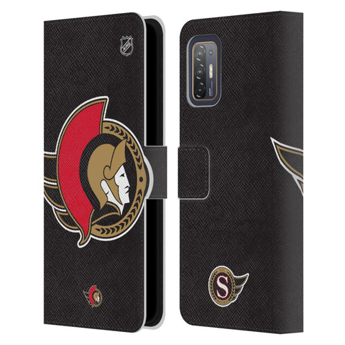 NHL Ottawa Senators Oversized Leather Book Wallet Case Cover For HTC Desire 21 Pro 5G