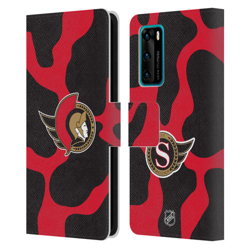 NHL Ottawa Senators Cow Pattern Leather Book Wallet Case Cover For Huawei P40 5G