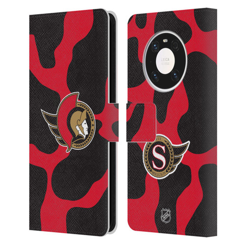 NHL Ottawa Senators Cow Pattern Leather Book Wallet Case Cover For Huawei Mate 40 Pro 5G