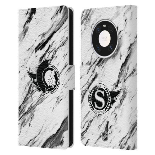 NHL Ottawa Senators Marble Leather Book Wallet Case Cover For Huawei Mate 40 Pro 5G