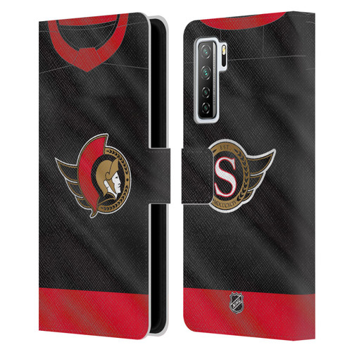 NHL Ottawa Senators Jersey Leather Book Wallet Case Cover For Huawei Nova 7 SE/P40 Lite 5G