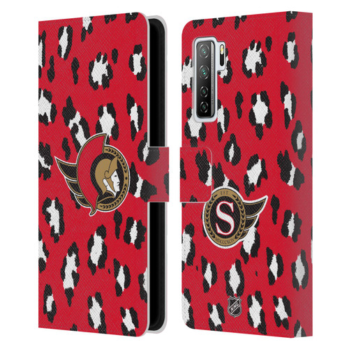 NHL Ottawa Senators Leopard Patten Leather Book Wallet Case Cover For Huawei Nova 7 SE/P40 Lite 5G