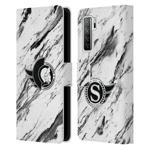 NHL Ottawa Senators Marble Leather Book Wallet Case Cover For Huawei Nova 7 SE/P40 Lite 5G