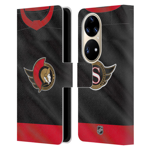NHL Ottawa Senators Jersey Leather Book Wallet Case Cover For Huawei P50 Pro