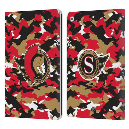NHL Ottawa Senators Camouflage Leather Book Wallet Case Cover For Apple iPad 10.2 2019/2020/2021