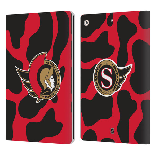 NHL Ottawa Senators Cow Pattern Leather Book Wallet Case Cover For Apple iPad 10.2 2019/2020/2021