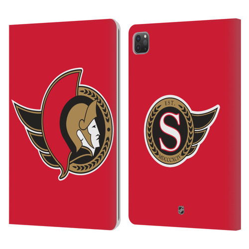NHL Ottawa Senators Plain Leather Book Wallet Case Cover For Apple iPad Pro 11 2020 / 2021 / 2022