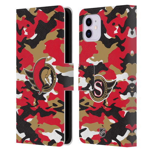 NHL Ottawa Senators Camouflage Leather Book Wallet Case Cover For Apple iPhone 11