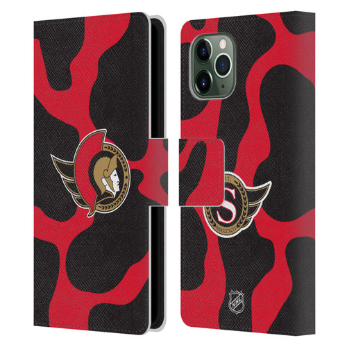 NHL Ottawa Senators Cow Pattern Leather Book Wallet Case Cover For Apple iPhone 11 Pro