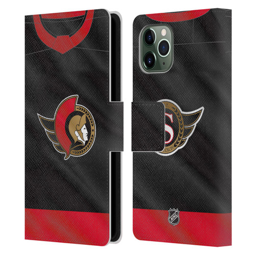 NHL Ottawa Senators Jersey Leather Book Wallet Case Cover For Apple iPhone 11 Pro