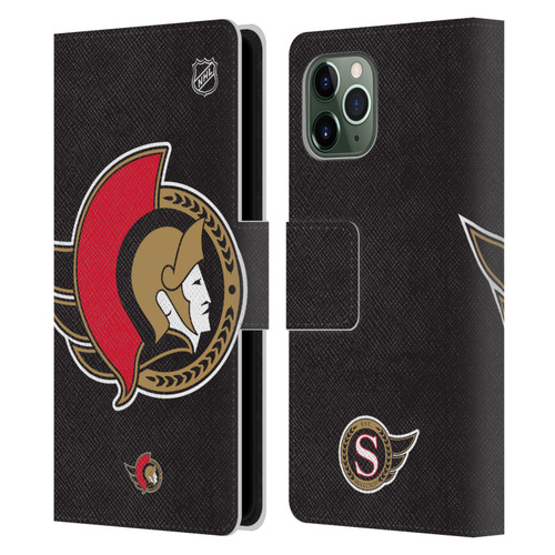 NHL Ottawa Senators Oversized Leather Book Wallet Case Cover For Apple iPhone 11 Pro