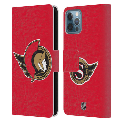NHL Ottawa Senators Plain Leather Book Wallet Case Cover For Apple iPhone 12 / iPhone 12 Pro