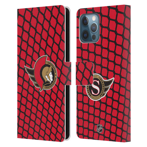 NHL Ottawa Senators Net Pattern Leather Book Wallet Case Cover For Apple iPhone 12 Pro Max