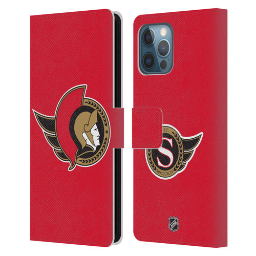 NHL Ottawa Senators Plain Leather Book Wallet Case Cover For Apple iPhone 12 Pro Max