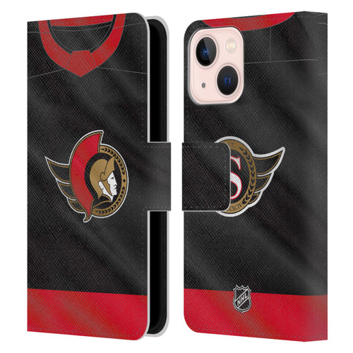 NHL Ottawa Senators Jersey Leather Book Wallet Case Cover For Apple iPhone 13 Mini