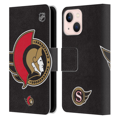 NHL Ottawa Senators Oversized Leather Book Wallet Case Cover For Apple iPhone 13 Mini