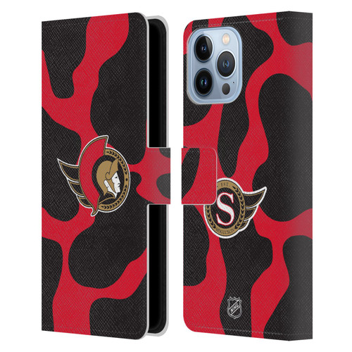 NHL Ottawa Senators Cow Pattern Leather Book Wallet Case Cover For Apple iPhone 13 Pro Max