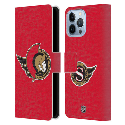 NHL Ottawa Senators Plain Leather Book Wallet Case Cover For Apple iPhone 13 Pro Max