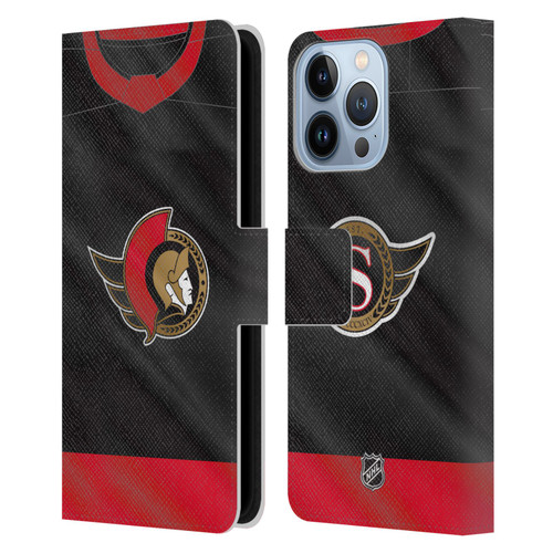 NHL Ottawa Senators Jersey Leather Book Wallet Case Cover For Apple iPhone 13 Pro