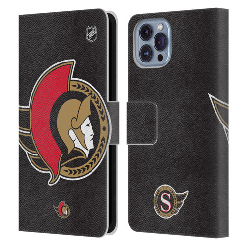 NHL Ottawa Senators Oversized Leather Book Wallet Case Cover For Apple iPhone 14
