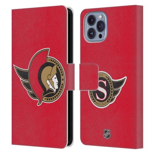 NHL Ottawa Senators Plain Leather Book Wallet Case Cover For Apple iPhone 14