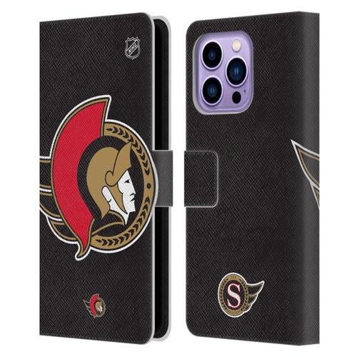 NHL Ottawa Senators Oversized Leather Book Wallet Case Cover For Apple iPhone 14 Pro Max